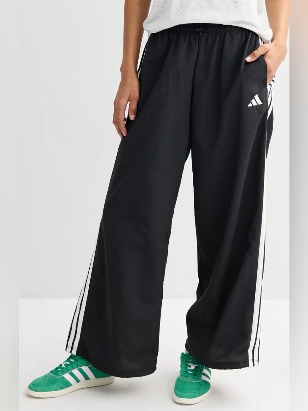 adidas Black Wide-Leg Maxi Skirt with White Side Stripes